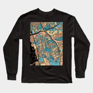 Chula Vista Map Pattern in Mid Century Pastel Long Sleeve T-Shirt